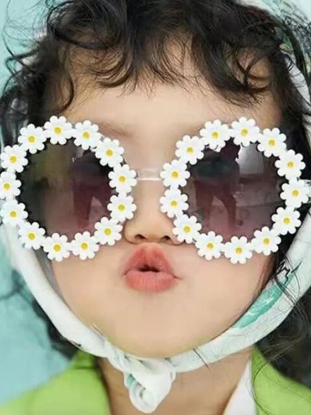 Cute Toddler Girl White Daisy Flower Round Sunglasses UV Protection